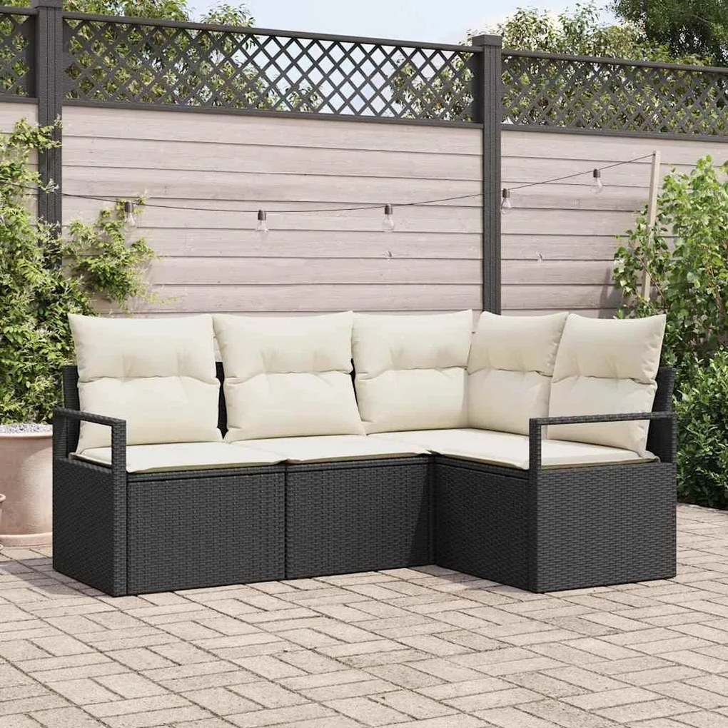 vidaXL Σετ Καναπέ Κήπου 4 pcs Μαύρο Πολυ ράταν