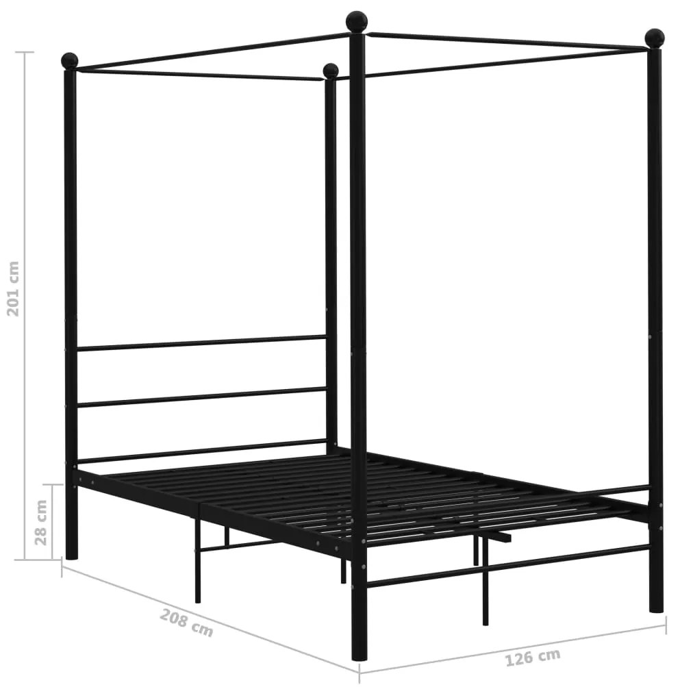 vidaXL Πλαίσιο Κρεβατιού με Ουρανό Μαύρο 120 x 200 εκ. Μεταλλικό