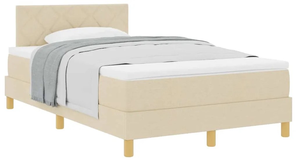 vidaXL Κρεβάτι box spring με στρώμα με στρώμα Κρεμ 120 x 200 cm ύφασμα