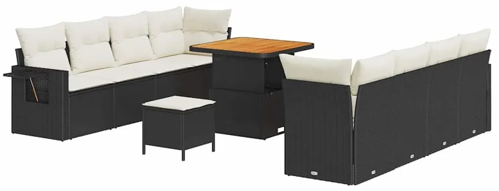 vidaXL Σετ Καναπέ Κήπου με αποθήκευση 11 pcs Μαύρο Πολυ ράταν