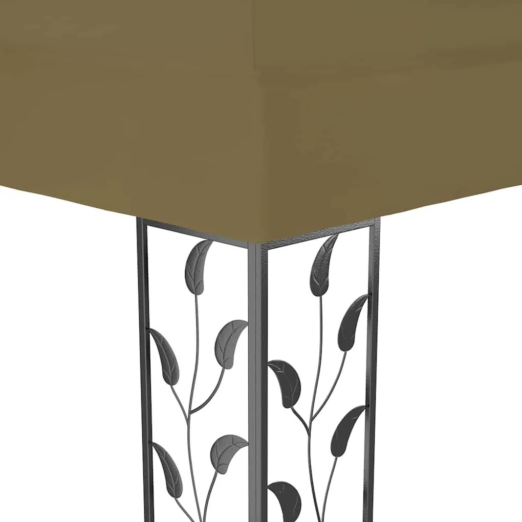 vidaXL Κιόσκι με Διπλή Οροφή και Φωτάκια LED Taupe 3 x 4 μ.