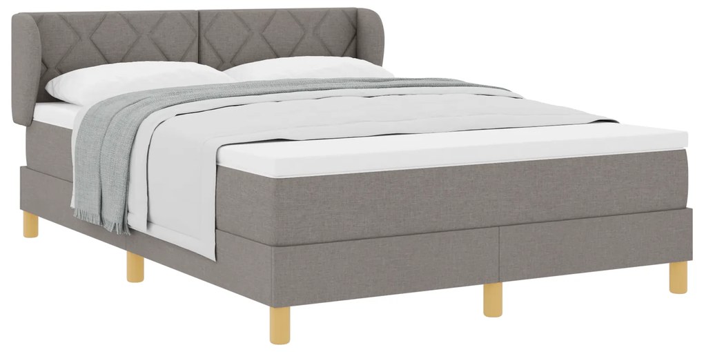 vidaXL Κρεβάτι Ανοιχτού Κουτιού με Στρώμα σε Taupe - 160x200 εκ Ύφασμα