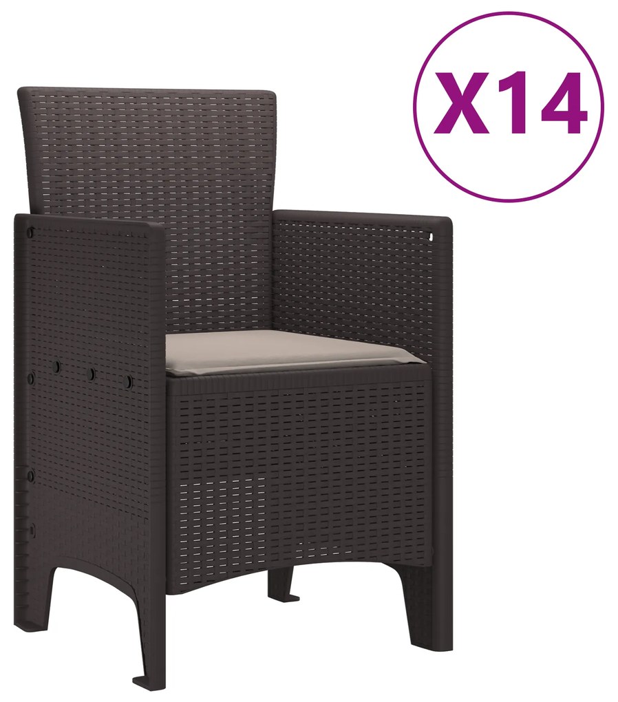 vidaXL Σετ Τραπεζαρίας Κήπου 15 pcs Καφέ Για 14 Άτομα