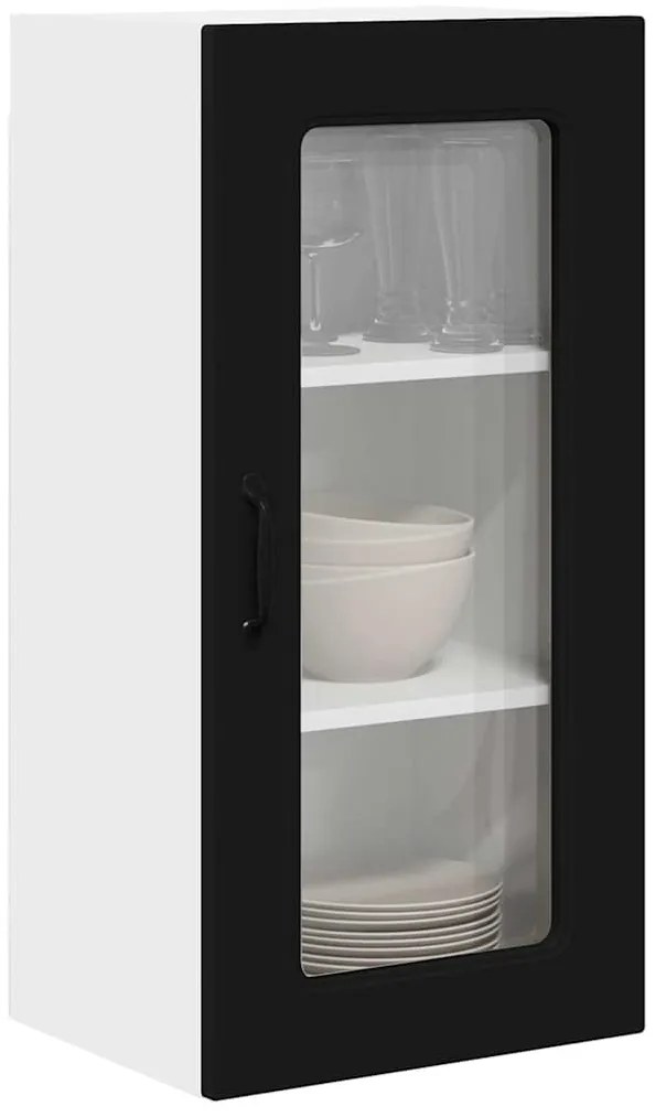 vidaXL Κρεμαστό ντουλάπι κουζίνας με ράφι 2 pcs Μαύρο 40 x 31 x 80 εκ.