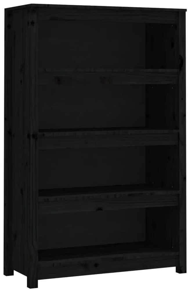 vidaXL Βιβλιοθήκη Μαύρη 80x35x126 εκ. από Μασίφ Ξύλο Πεύκου