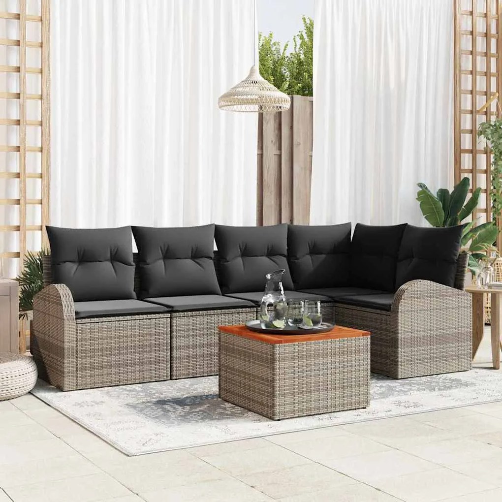 vidaXL Σετ Καναπέ Κήπου 6 pcs Γκρι Πολυ ράταν