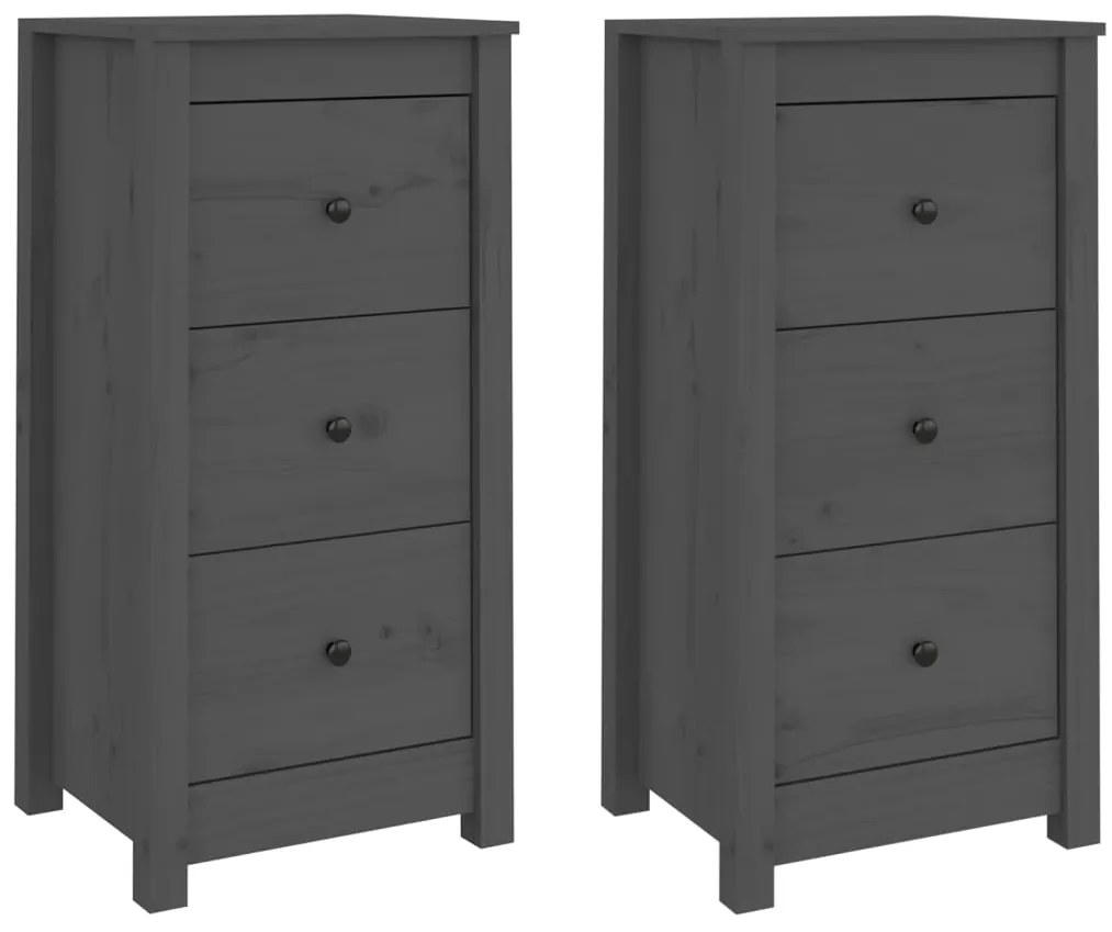 vidaXL Συρταριέρες 2 τεμ. Γκρι 40 x 35 x 80 εκ. από Μασίφ Ξύλο Πεύκου