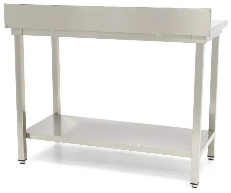 Stainless Steel Table - 140 x 70cm - Adjustable Height - with Backsplash