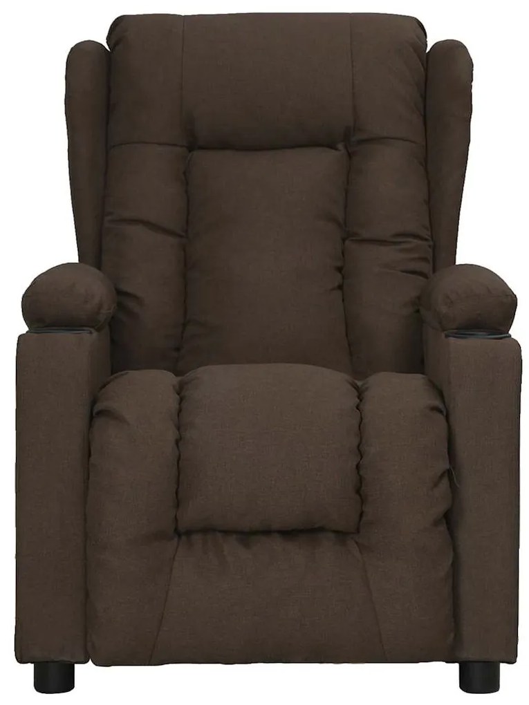 vidaXL Πολυθρόνα Μασάζ με Ανύψωση Σκούρο Καφέ Υφασμάτινη