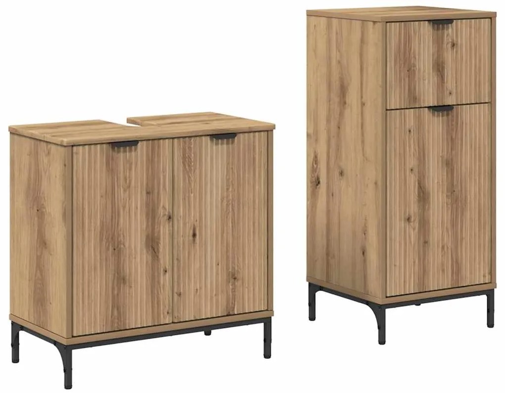 vidaXL Σετ Επίπλων Μπάνιου Καρό 2 pcs artisan δρυς 39.5 x 36 x 88 εκ