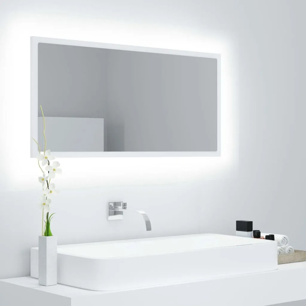 Καθρέφτης Μπάνιου με LED Λευκός 90 x 8,5 x 37 εκ. Ακρυλικός