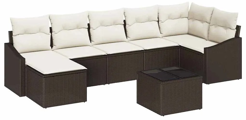 vidaXL Σετ Καναπέ Κήπου 8 pcs Καφέ Πολυ ράταν