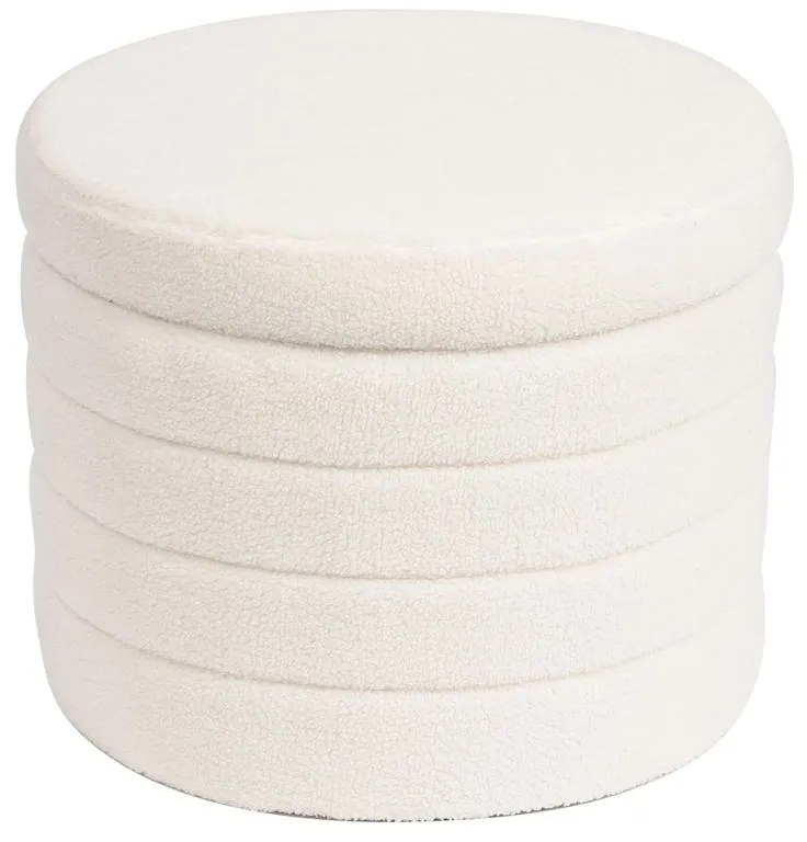 GROOVY Σκαμπό Αποθηκευτικό, Teddy Ύφασμα Εκρού  Φ56cm H.45cm Ε7040,1