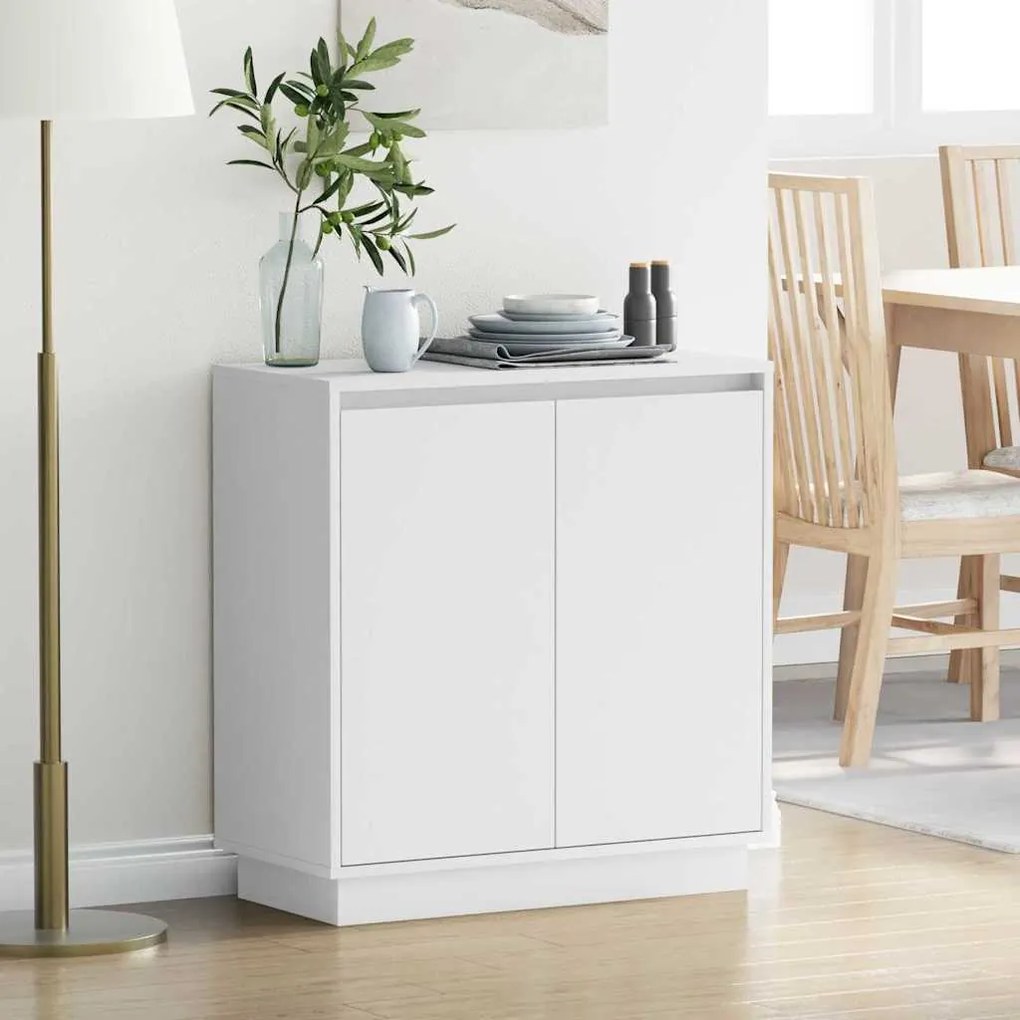 vidaXL Κομοδίνο με ράφι Λευκό 71 x 34.5 x 75 εκ. Επεξεργασμένο ξύλο