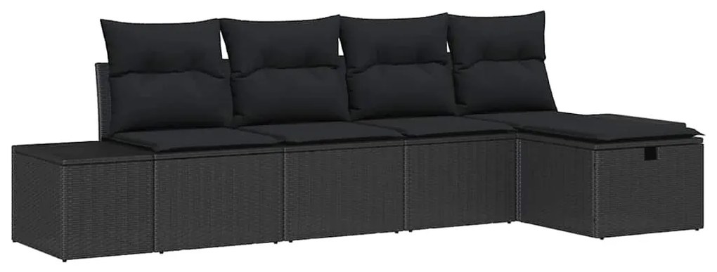 vidaXL Σετ Καναπέ Κήπου με μαξιλάρι 5 pcs Μαύρο Πολυ ράταν
