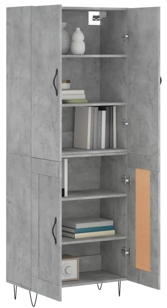 vidaXL Ντουλάπι Γκρι Σκυροδέματος 69,5x34x180 εκ. Επεξεργασμένο Ξύλο