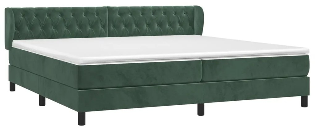 vidaXL Κρεβάτι Boxspring με Στρώμα Σκούρο Πράσινο 200x200εκ. Βελούδινο