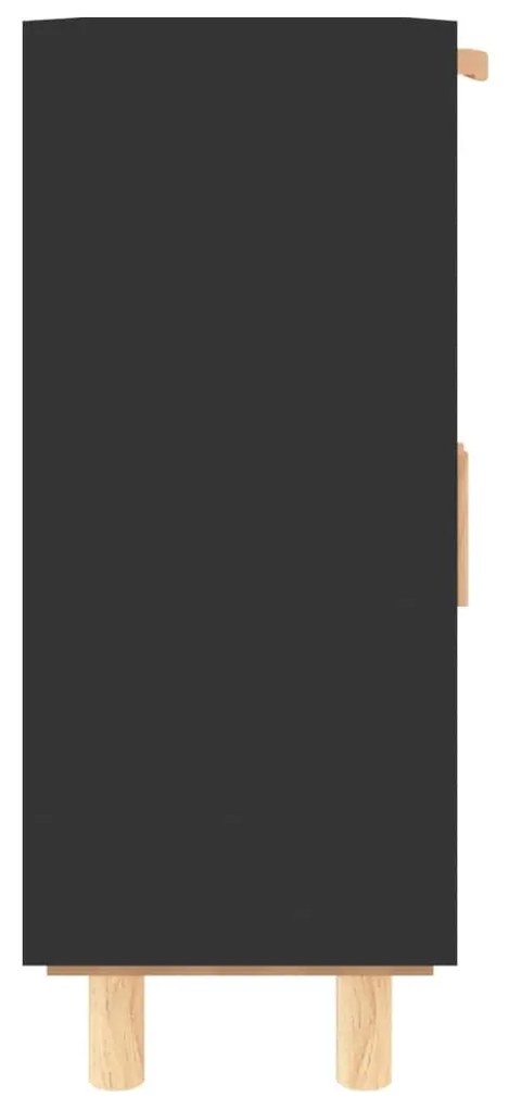 Ντουλάπι Μαύρο 60 x 30 x 75 εκ. από Μασίφ Πεύκο &amp; Φυσικό Ρατάν - Μαύρο