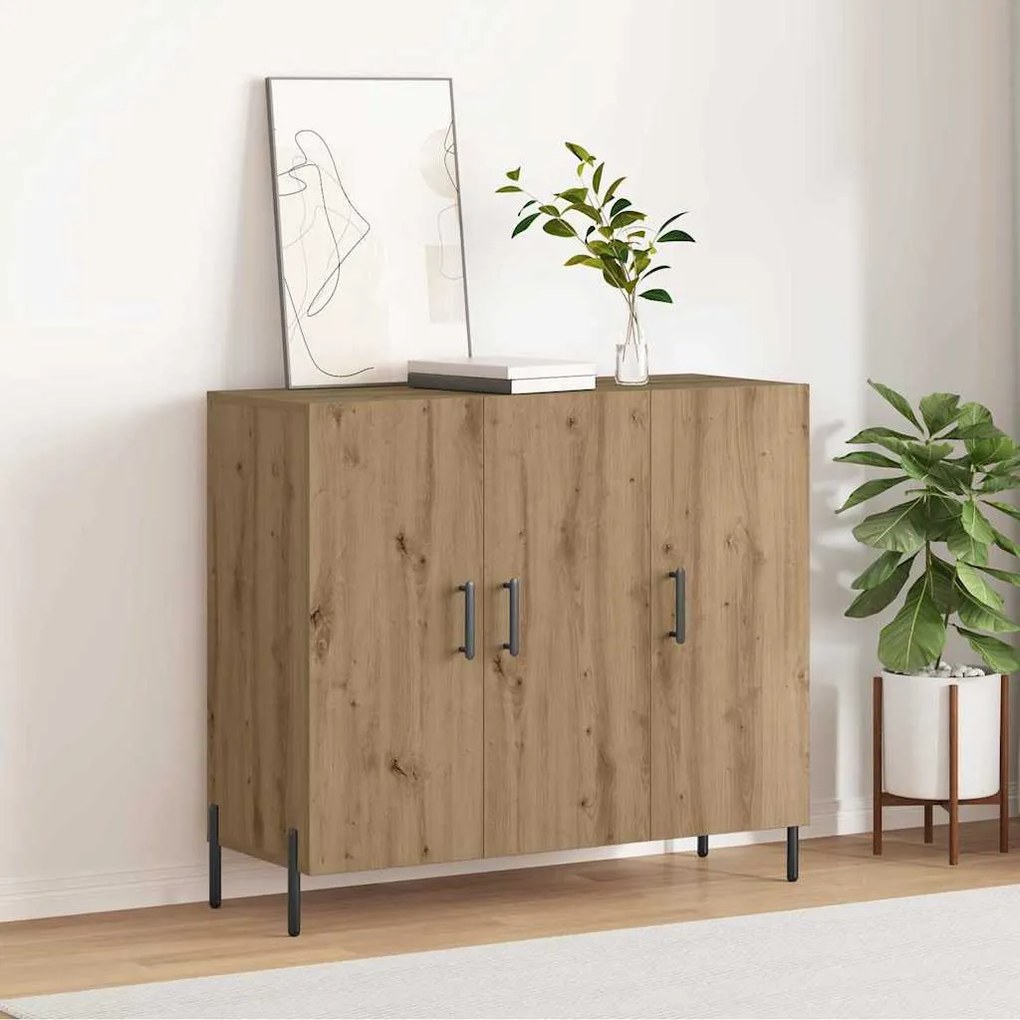 vidaXL Πλαϊνό γραφείο artisan δρυς 90 x 34 x 80 εκ. Επεξεργασμένο ξύλο