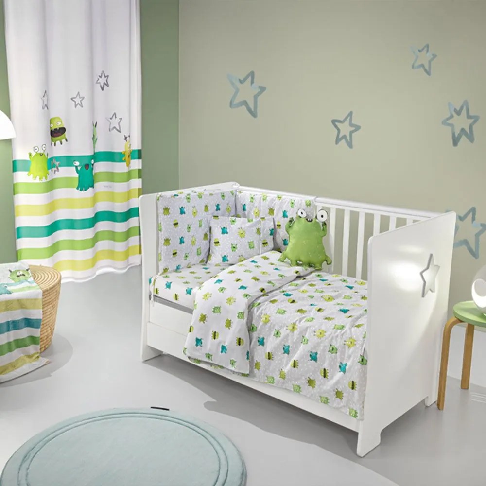 Σετ Κούνιας Monsters 3τμχ Lime Saint Clair 100% Cotton