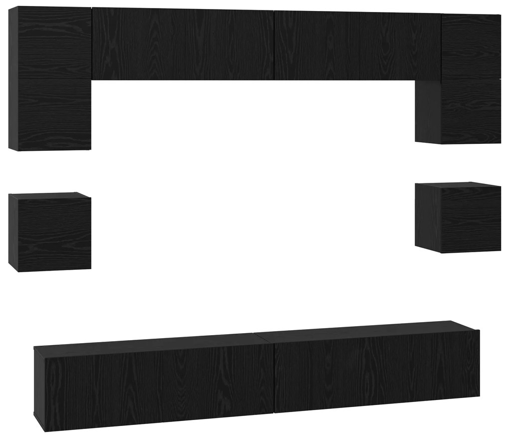 vidaXL Σετ επίπλου τηλεόρασης 8 pcs Μαύρη Δρυς 100 x 30 x 30 εκ