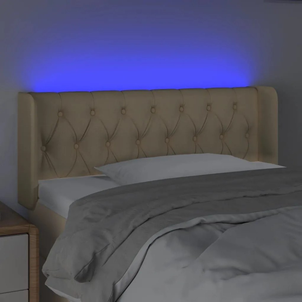 Κεφαλάρι Κρεβατιού LED Κρεμ 93x16x78/88 εκ. Υφασμάτινο - Κρεμ