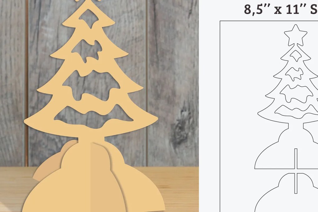 Σετ των 2 Intra απο ξύλο plywood  Χρώμα wenge 3mm-4mm πάχος - Πρότυπο κοπής με εκτυπώσιμο χριστουγεννιάτικο δέντρο Δίασταση 20x20 cm INTRAFABR-75317872