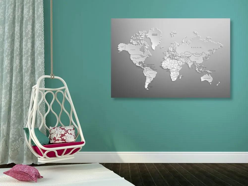 Εικόνα σε ασπρόμαυρο παγκόσμιο χάρτη από φελλό στο αρχικό σχέδιο - 120x80  arrow