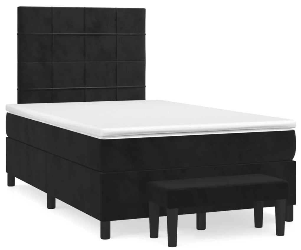 vidaXL Κρεβάτι Boxspring με Στρώμα Μαύρο 120x190 εκ. Βελούδινο