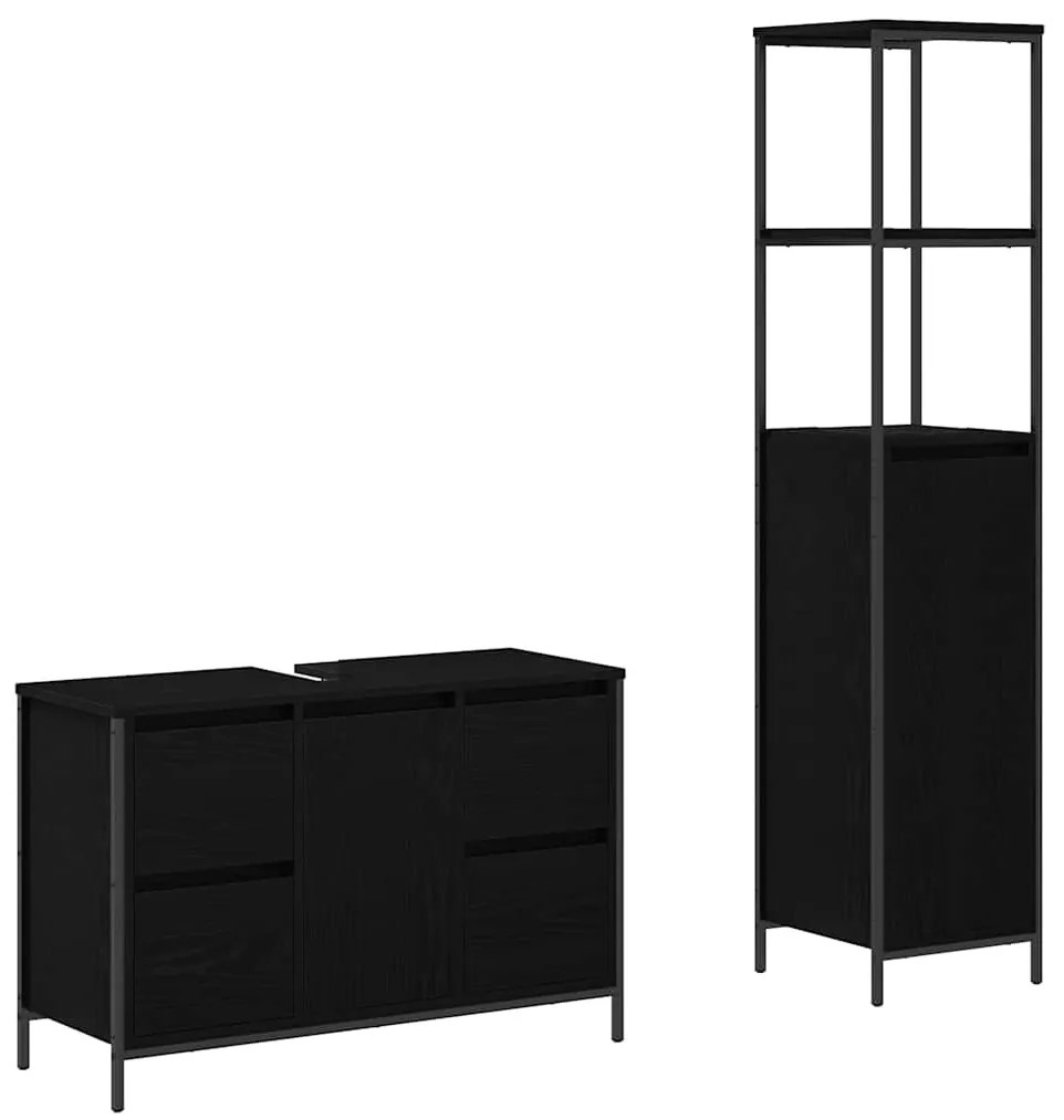 vidaXL Σετ Επίπλων Μπάνιου με ράφι 2 pcs Μαύρη δρυς 36 x 35 x 165 εκ