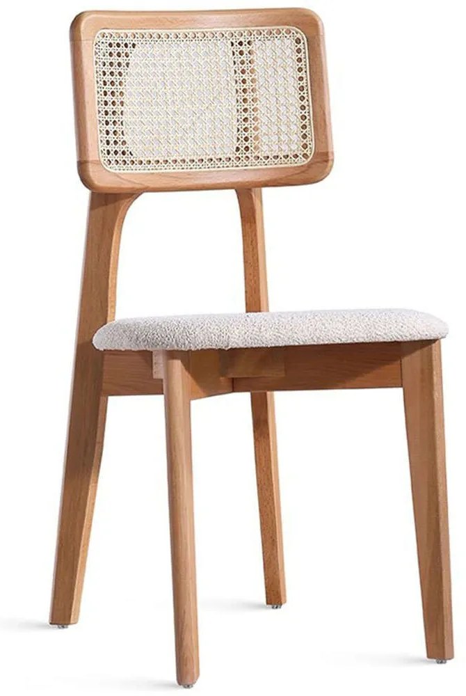 Καρέκλα Albina Teddy 117FRF1302 45x46x81cm Natural-Cream Wood, Fabric