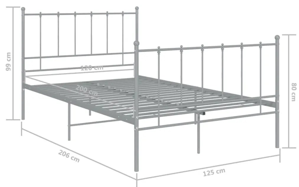 vidaXL Πλαίσιο Κρεβατιού Γκρι 120 x 200 εκ. Μεταλλικό