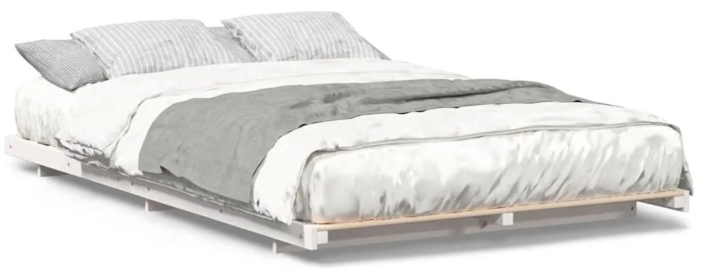 vidaXL Κρεβάτι δαπέδου Λευκό 120 x 200 cm Μασίφ ξύλο πεύκου