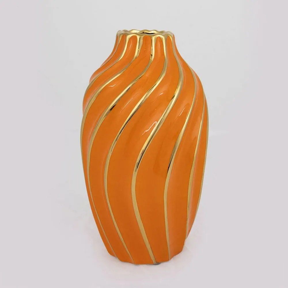 Βάζο Κεραμικό 752-20182 14x14x24,5cm Orange-Gold Estheti Home Ceramic
