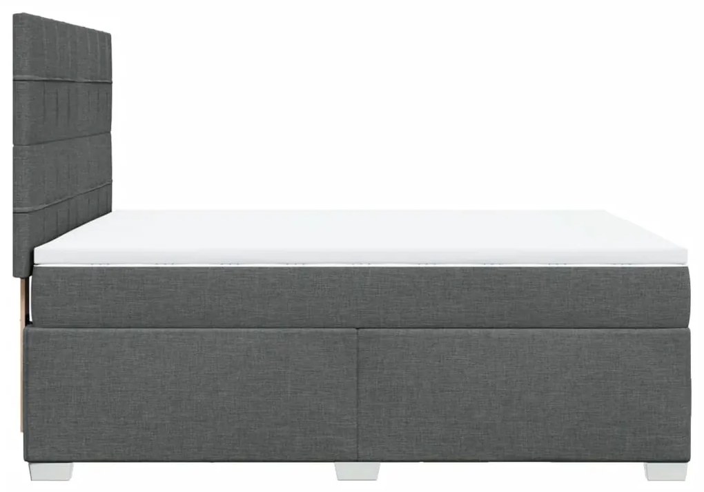 Κρεβάτι Boxspring με Στρώμα Σκούρο Γκρι 140x190 εκ. Υφασμάτινο - Γκρι