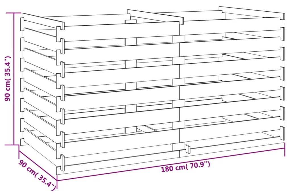 Κάδος Κομποστοποίησης 180 x 90 x 90 εκ. Εμποτισμένο Ξύλο Πεύκου 42955