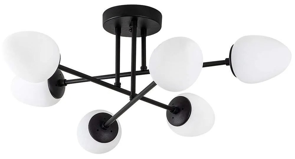 Φωτιστικό Οροφής - Πλαφονιέρα Camflo 942FLG2136 81x81x32cm 6xE14 15W Black Opviq