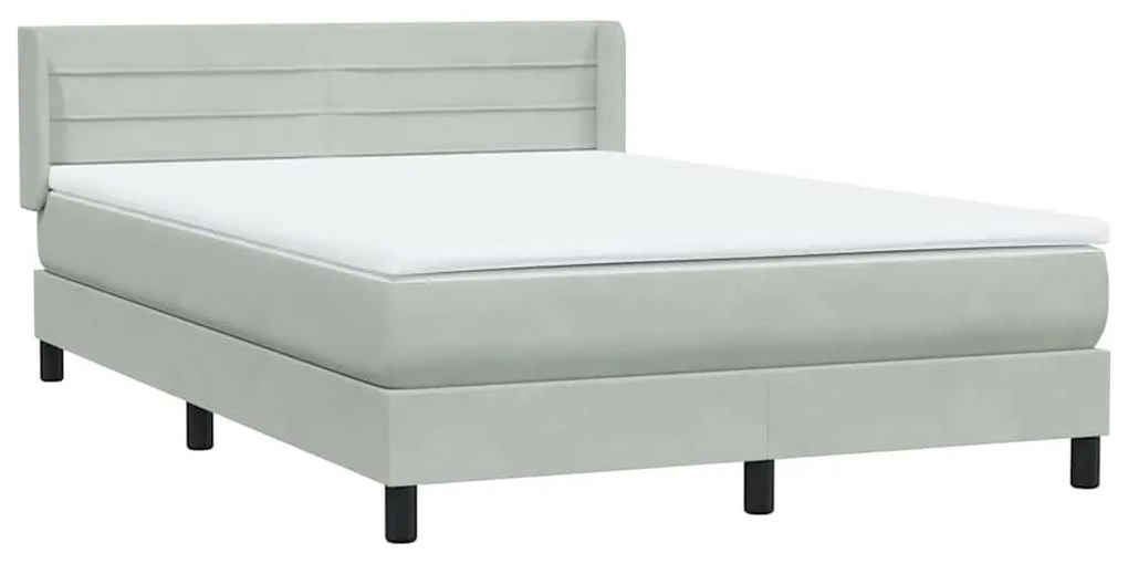 Κρεβάτι Boxspring με Στρώμα Ανοιχτό Γκρι 160x210 εκ. Βελούδινο - Γκρι