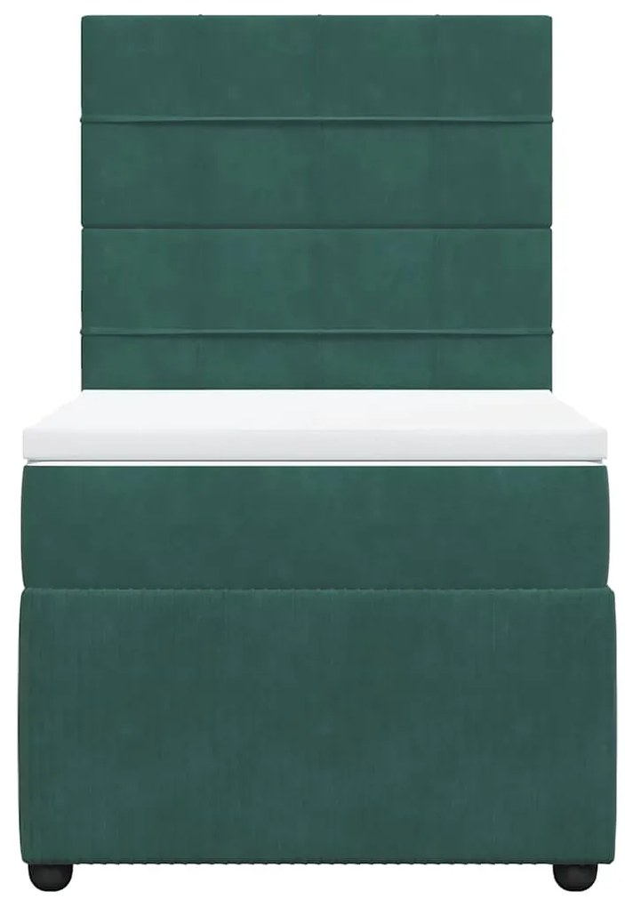 vidaXL Κρεβάτι Boxspring με Στρώμα Σκούρο Πράσινο 100x200εκ. Βελούδινο