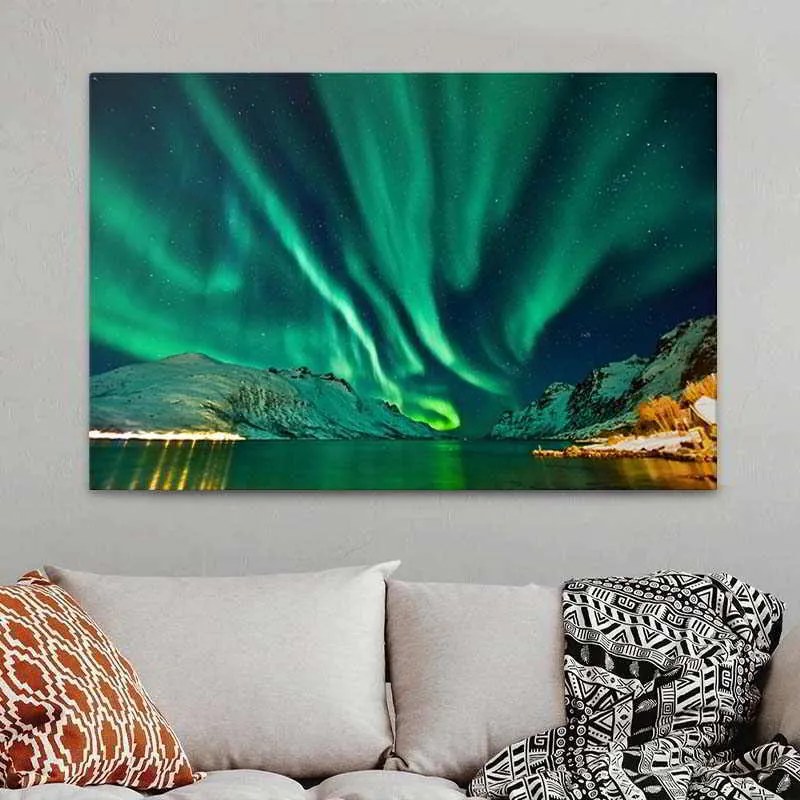 Πίνακας σε καμβά Aurora Borealis&quot; Megapap ψηφιακής εκτύπωσης 100x70x3εκ.&quot;