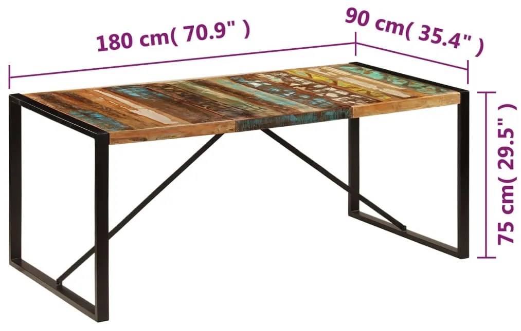 vidaXL Τραπεζαρία 180 x 90 x 75 εκ. από Μασίφ Ανακυκλωμένο Ξύλο