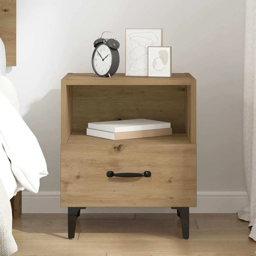 vidaXL Κομοδίνο artisan δρυς 40 x 35 x 47.5 εκ Επεξεργασμένο ξύλο