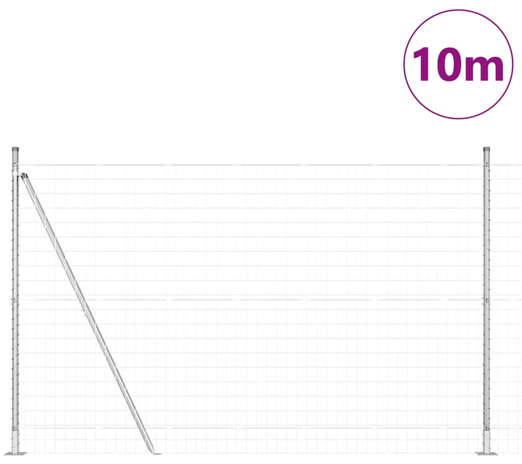 vidaXL Euro Fence με 7 Φλαντζωτούς Πόλους 1.5x10 m Γαλβανισμένος Χάλυβας