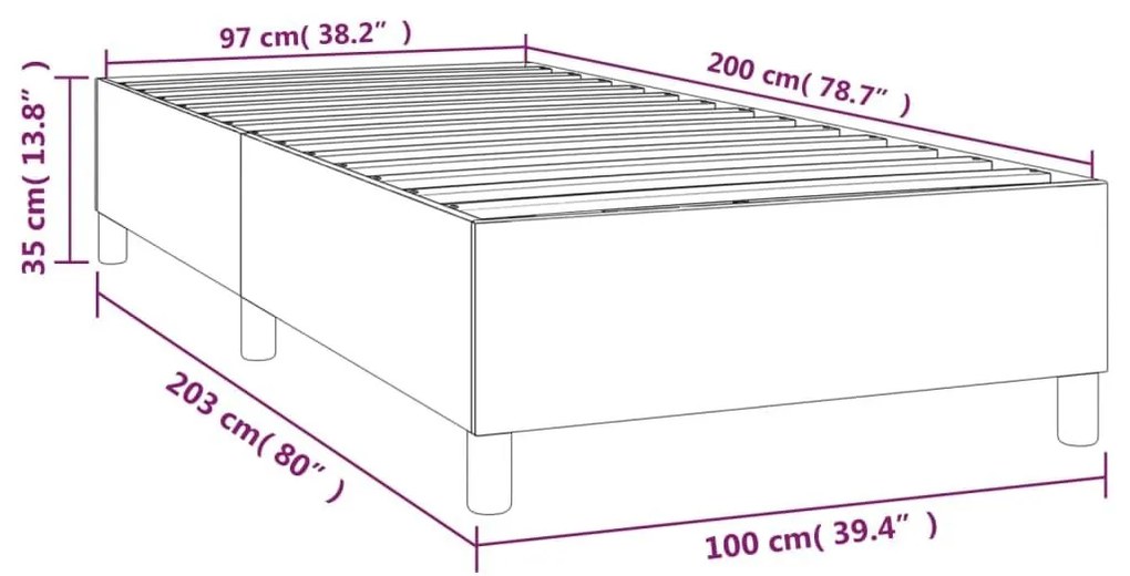 Πλαίσιο Κρεβατιού Boxspring Σκούρο Γκρι 100x200 εκ. Υφασμάτινο - Γκρι