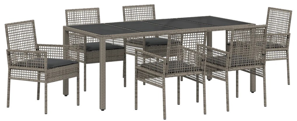 vidaXL Σετ Τραπεζαρίας Κήπου 7 pcs Γκρι 190 x 90 x 75 cm