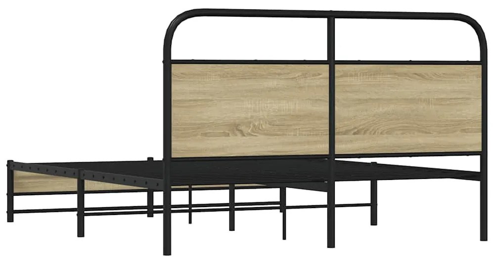 vidaXL Σκελετός Κρεβ. Χωρίς Στρώμα Sonoma Δρυς 160x200 εκ. Μεταλλικό