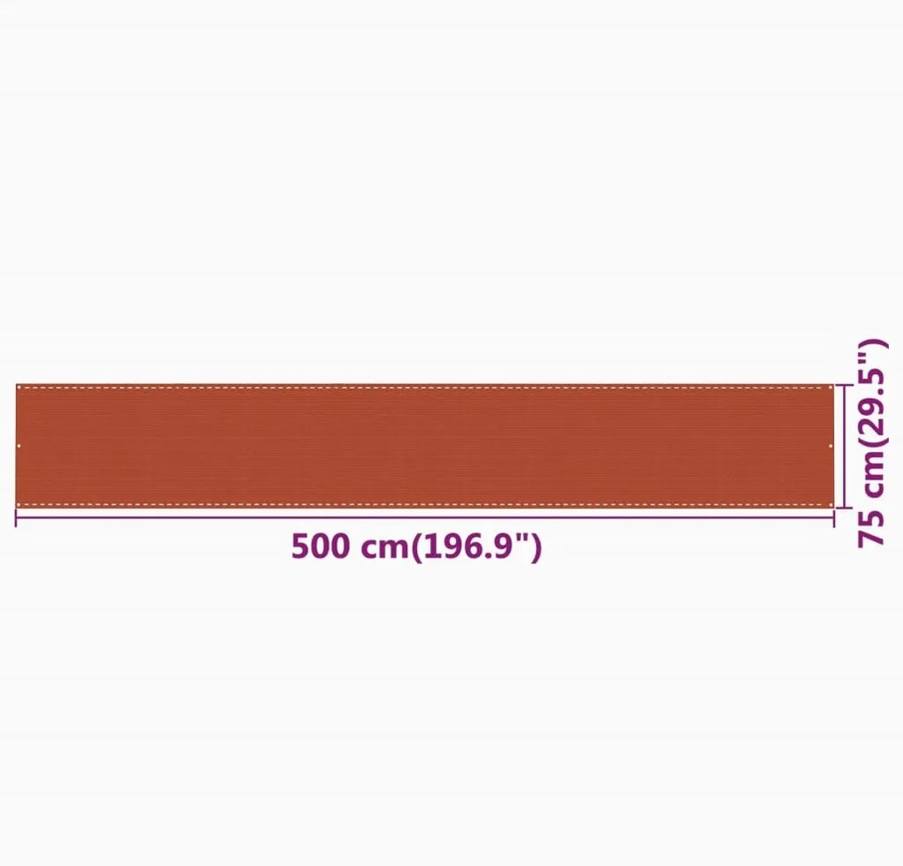 Διαχωριστικό Βεράντας Πορτοκαλί 75 x 500 εκ. από HDPE - Πορτοκαλί