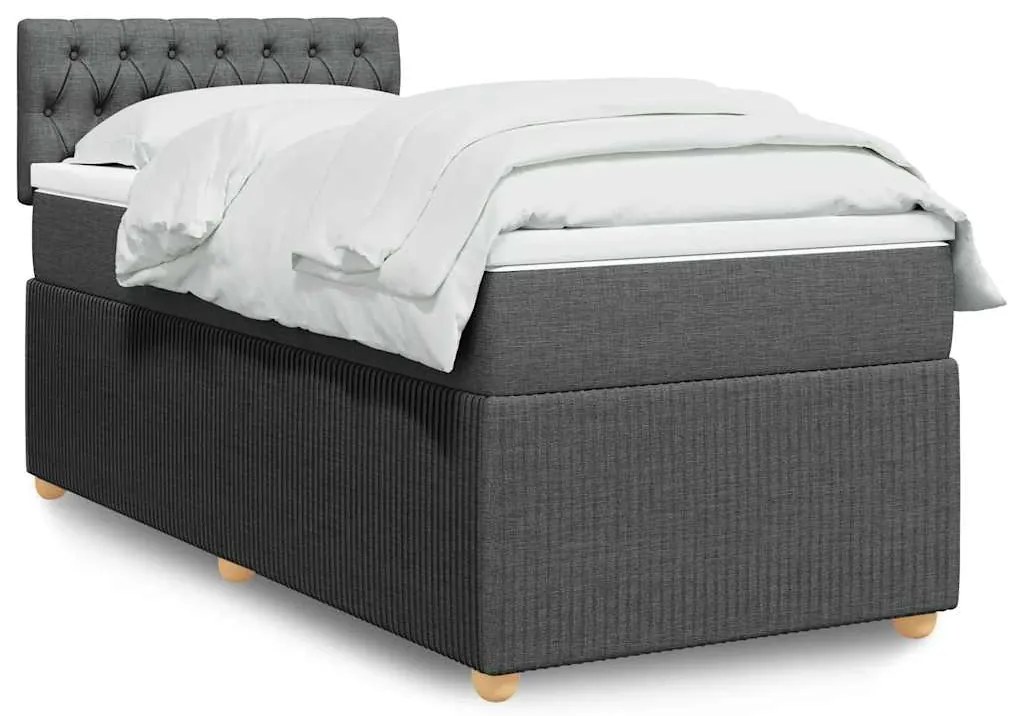 vidaXL Κρεβάτι Boxspring με Στρώμα Σκούρο Γκρι 80x200 εκ. Υφασμάτινο