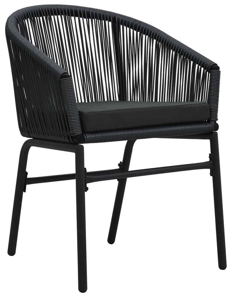 vidaXL Σετ Δείπνου 7 Τεμαχίων με Μαξιλάρια Μαύρο Poly Rattan