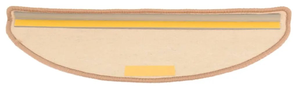 vidaXL Πατάκια Σκαλιών 15 τεμ. Ανοιχτό Καφέ Ημίστρογγυλά Μεγάλα 65x21x4 εκ.